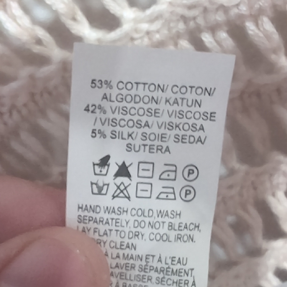 Lucky Brand NEW Cream Knit Duster Open Front Cardigan Boho Fringe Sz Large - Picture 6 of 9